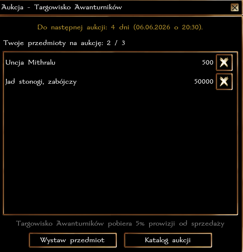 wystawianie przedmiotów